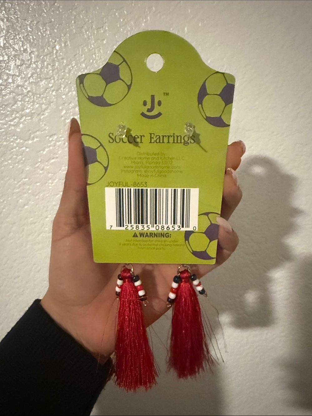 USA Soccer Tassel Earrings – Red, White & Blue Patriotic Game Day Jewelry - Picture 3 of 3